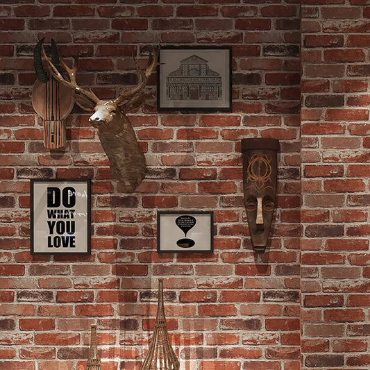 Papier peint texturé en pierre rustique effet brique vintage 3D réaliste rouge pour décoration d'intérieur
