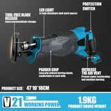 Electric Reciprocating Saw Cordless Rechargeable Multifunction Saw Metal Wood Cutting Tools For Makita 18V w/2Battery