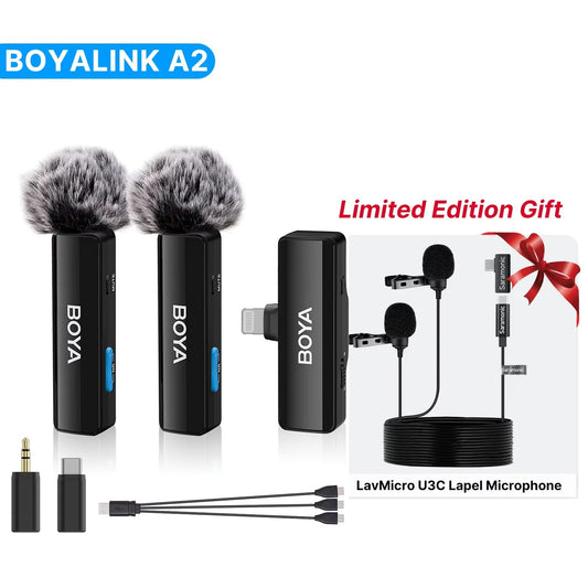 BOYA BOYALINK A Wireless Lavalier Microphone – Pro Clip-On Mic for iPhone 15/16, OPPO, Samsung, Xiaomi, GoPro & DSLR