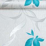 Silver Teal Floral Wallpaper – White Metallic Glitter Textured Roll by Erismann for Living Room & Bedroom Decor (10m)
