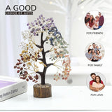 Seven Chakra Aura Cleansing Gemstone Tree Ornament Gift Natural Healing Crystal Tree of Love Feng Shui Money Bonsai Home Decor for Wealth and Luck Prosperity Handcrafted (Size 10-12 Inch)