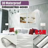Silver Grey 3D Embossed Wave Wallpaper Non-woven Living Room Wall Cover Decor