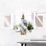 9 Pcs Mirror Sheets Self Adhesive Non Glass Mirror Tiles Wall Sticky Mirror Decorative Sticker Decoration Tiles Sticker