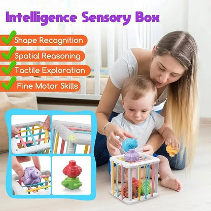 Montessori Baby Shape Sorter Cube – Colorful Blocks Sorting Game for Infant Learning & Cognitive Development