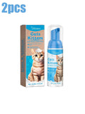 Mousse nettoyante pour chat Yegbong 60 ml – Mousse de soin pour animaux de compagnie douce et non irritante, shampoing et revitalisant pour chats