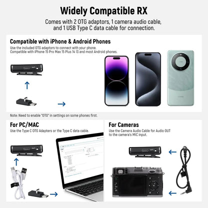 NEEWER CM28 Wireless Lavalier Microphone – Noise-Canceling, 200m Range, Lossless Audio for iPhone & Camera