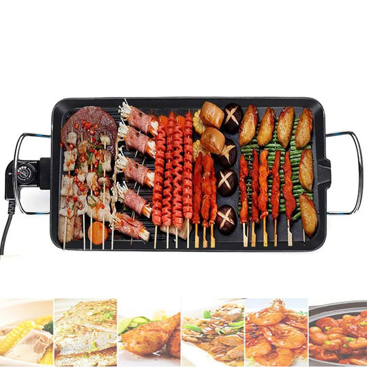 Electric Teppanyaki Grill Plate – Large Smokeless Tabletop BBQ for Kitchen, Parties & Camping