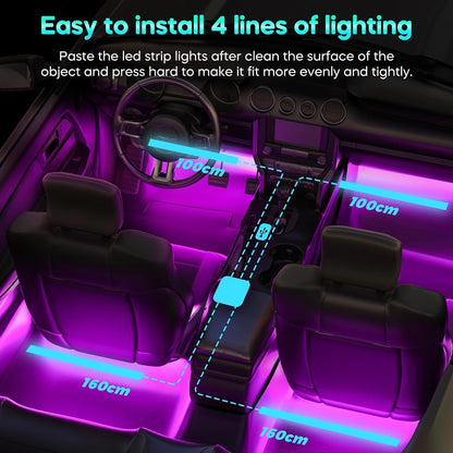 Car LED Interior Lights with USB & APP Control | Gifts for Him & Her | Car Accessories for Men & Women | Strip Light Decoration Kits