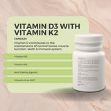 Vitamin D3 75µg with Vitamin K2 100µg – Supports Bone Health, Immune Function, and Calcium Absorption