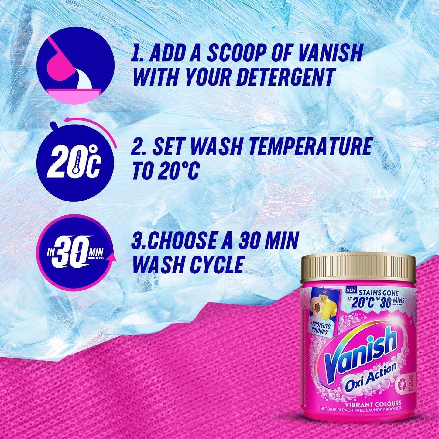 Vanish Gold Oxi Action 1.9kg - Powerful Stain Remover & Laundry Booster for Colors | Removes Tough Stains at 20°C in 30 Minutes | Safe for Everyday Fabrics