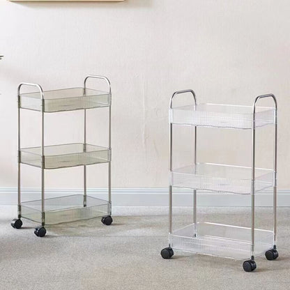 2 3 4 Tier Storage Trolley on Wheels Acrylic Shelf Cart Bathroom Rolling Rack