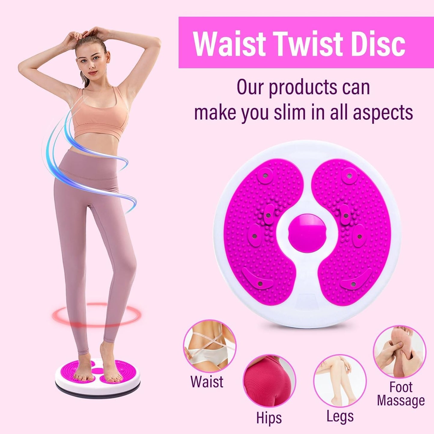 11-Inch Waist Twisting Disc with Resistance Bands | Twist Waist Disc Board & Sculptor Machine | Foot Massage | Home Gym Equipment for Waist Exercise