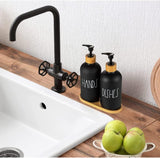 Lot de 2 distributeurs de savon en verre, bouteille distributrice de savon en verre avec pompe, distributeur de liquide rechargeable de 16 oz pour salle de bain, comptoir, cuisine, buanderie