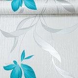 Silver Teal Floral Wallpaper – White Metallic Glitter Textured Roll by Erismann for Living Room & Bedroom Decor (10m)