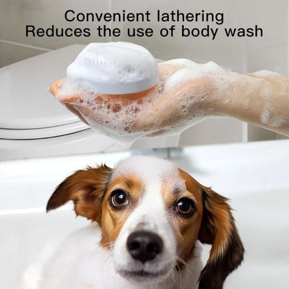 Dog Scrubber for Bath – Pumpkin-Shaped Pet Bath Brush with Soap &amp; Shampoo Dispenser, Soft Bristles for Cat &amp; Dog Massage Grooming