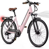 26” Step-Thru Electric Bicycle – Peak 750W Motor, 7-Speed Cityrun E-Bike
