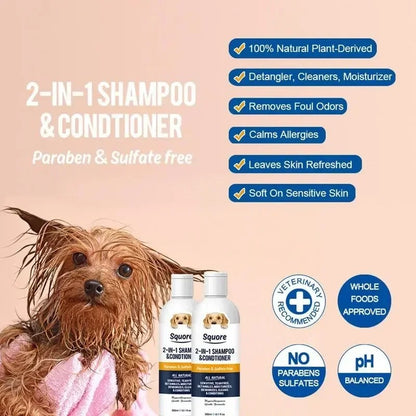 Puppy Shampoo and Conditioner 2-in-1 – Natural Moisturizing Dog Shampoo for Sensitive Skin, pH Balanced Formula