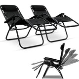 3 Piece Zero Gravity Reclining Garden Patio Deck Chair Sun Lounger & Table Set