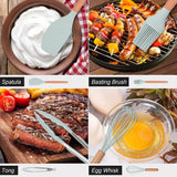 Ensemble d'ustensiles de cuisine en silicone 12 pièces avec poignées en bois – Ustensiles de cuisine résistants à la chaleur et antiadhésifs comprenant des pinces, une spatule, une cuillère et un support – Passe au lave-vaisselle