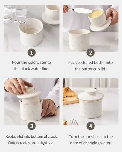 "Reactive Glaze French Butter Crock - Butter Keeper with Water Line for Fresh Spreadable Butter on Counter"