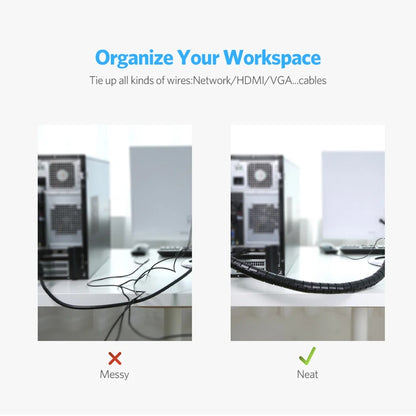 Flexible Spiral Cable Organizer – 1.5m/2m, 10mm/16mm, Cord Protector & Cable Management