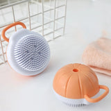 Brosse de bain pour chien – Brosse de bain pour animaux de compagnie en forme de citrouille avec distributeur de savon et de shampoing, poils doux pour le massage et le toilettage des chats et des chiens