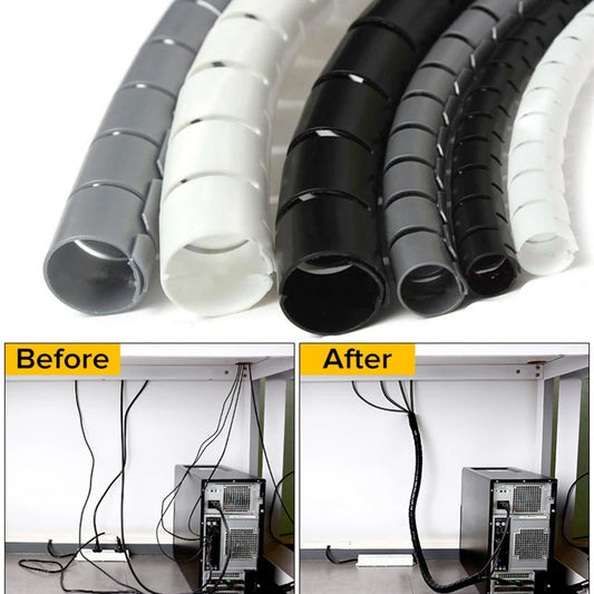 Flexible Spiral Cable Organizer – 1.5m/2m, 10mm/16mm, Cord Protector & Cable Management