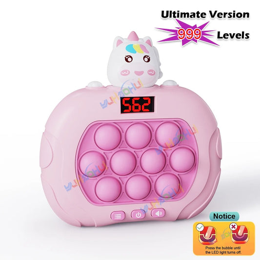 999 Level Electronic Pop Push Game Console – LED Screen Quick Push Fidget Toy for Kids & Adults | Perfect Christmas Gift