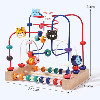 Montessori Wooden Roller Coaster Bead Maze – Early Learning Educational Math Toy for Toddlers