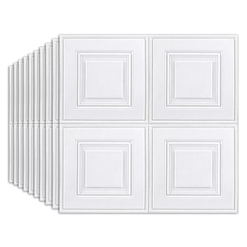 10x 3D Square Foam Wall Panels – Self-Adhesive Wallpaper Stickers for Ceiling & Wall Décor