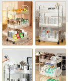 2 3 4 Tier Storage Trolley on Wheels Acrylic Shelf Cart Bathroom Rolling Rack