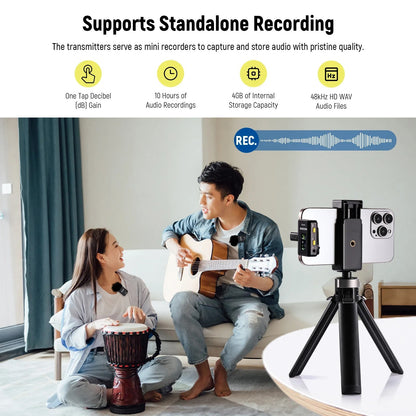 NEEWER CM28 Wireless Lavalier Microphone – Noise-Canceling, 200m Range, Lossless Audio for iPhone & Camera