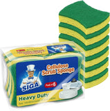 MR.SIGA Multi-Use Cellulose Scrub Sponge, Dual-Sided Dishwashing Sponge for Kitchen, 12 Pack