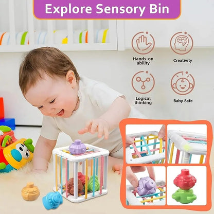 Montessori Baby Shape Sorter Cube – Colorful Blocks Sorting Game for Infant Learning & Cognitive Development
