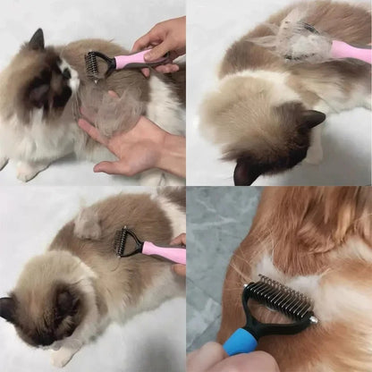 Pet Knot Comb &amp; Deshedding Brush – Hair Remover for Cats &amp; Dogs, Fur Knot Cutter, Puppy Grooming Shedding Tool