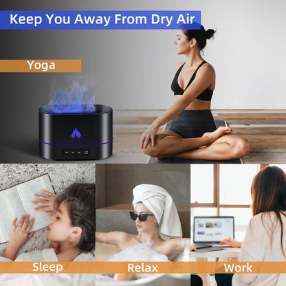 "Flame Aroma Diffuser - 200mL Essential Oil Humidifier with 3D Flame Night Light for Bedroom, Home, and Office Fragrance"