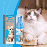 Mousse nettoyante pour chat Yegbong 60 ml – Mousse de soin pour animaux de compagnie douce et non irritante, shampoing et revitalisant pour chats