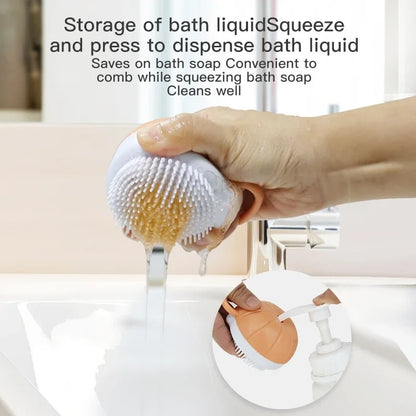 Dog Scrubber for Bath – Pumpkin-Shaped Pet Bath Brush with Soap &amp; Shampoo Dispenser, Soft Bristles for Cat &amp; Dog Massage Grooming