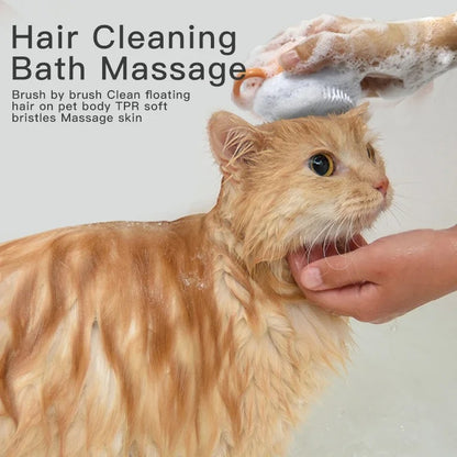 Dog Scrubber for Bath – Pumpkin-Shaped Pet Bath Brush with Soap &amp; Shampoo Dispenser, Soft Bristles for Cat &amp; Dog Massage Grooming