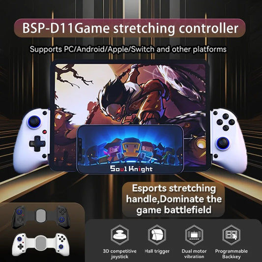 BSP D11 Telescopic RGB Game Controller – Turbo, 6-Axis Gyro & Vibration for Android, iOS, PS4 & Switch