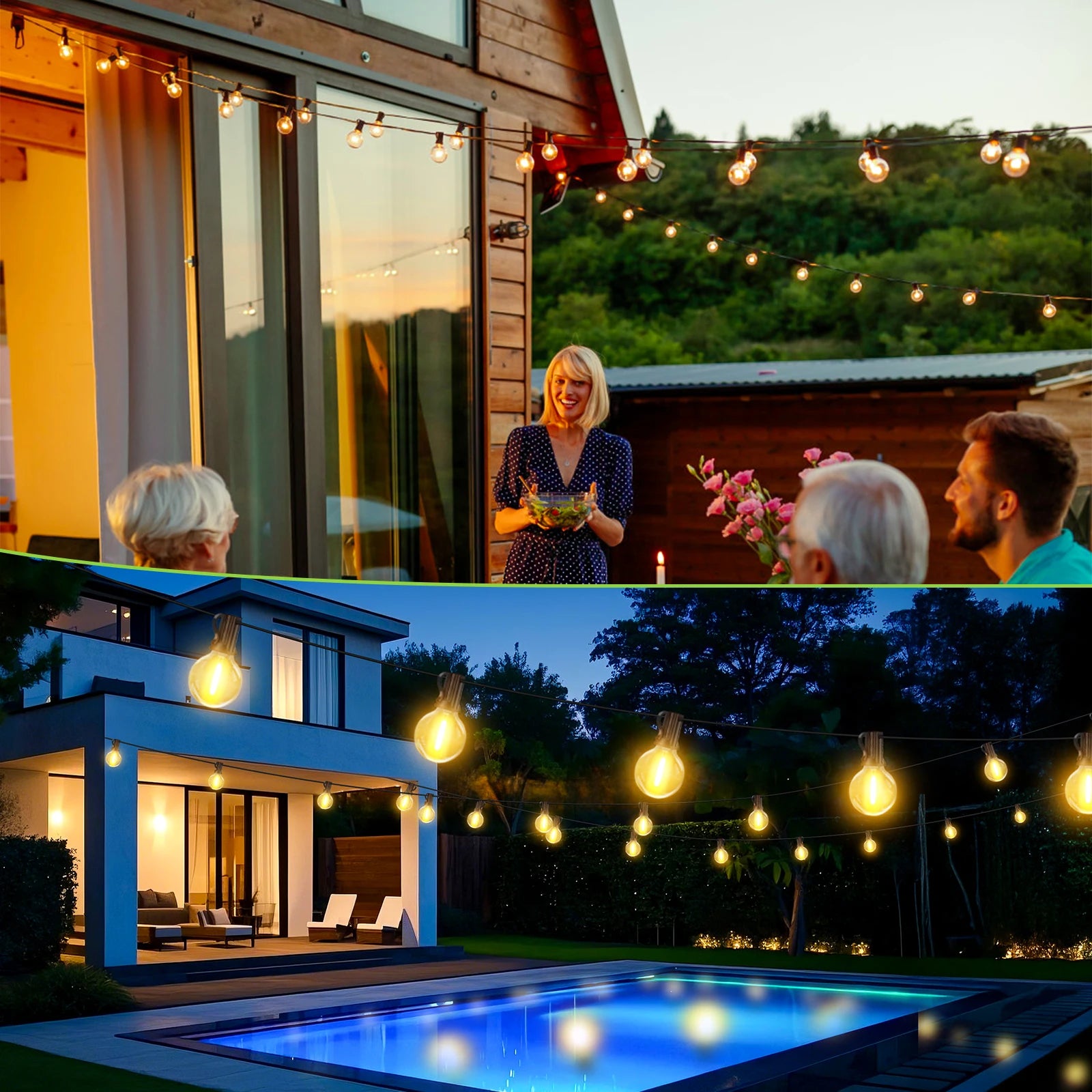 30M Outdoor String Lights G40 LED Festoon Fairy Patio Garland Lamp Wedding Street Camping Garden Birthday Party Decoration Light