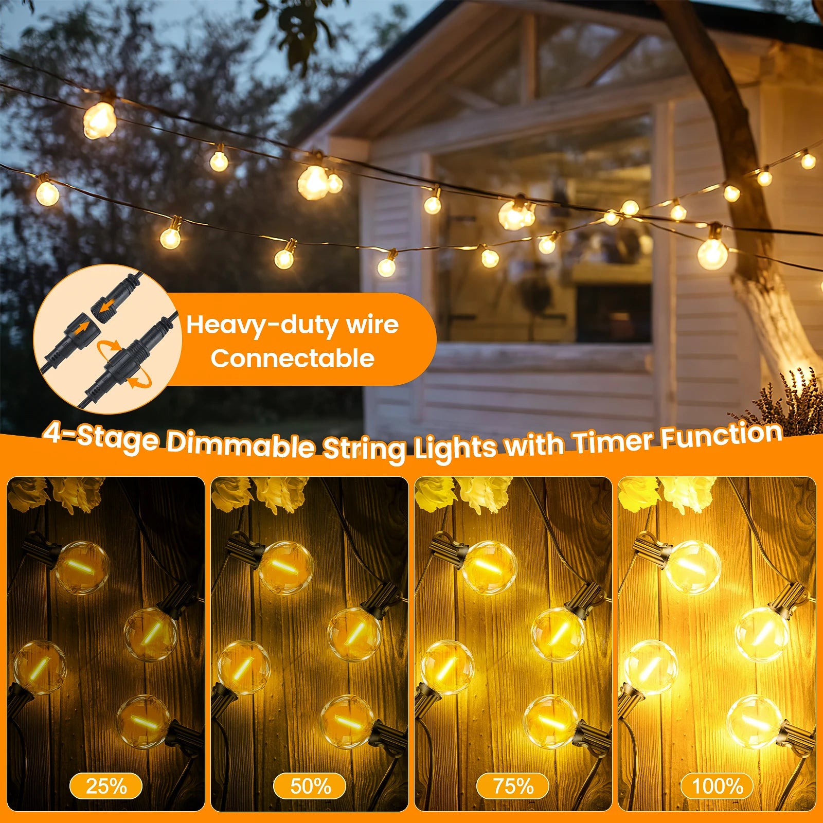 30M Outdoor String Lights G40 LED Festoon Fairy Patio Garland Lamp Wedding Street Camping Garden Birthday Party Decoration Light