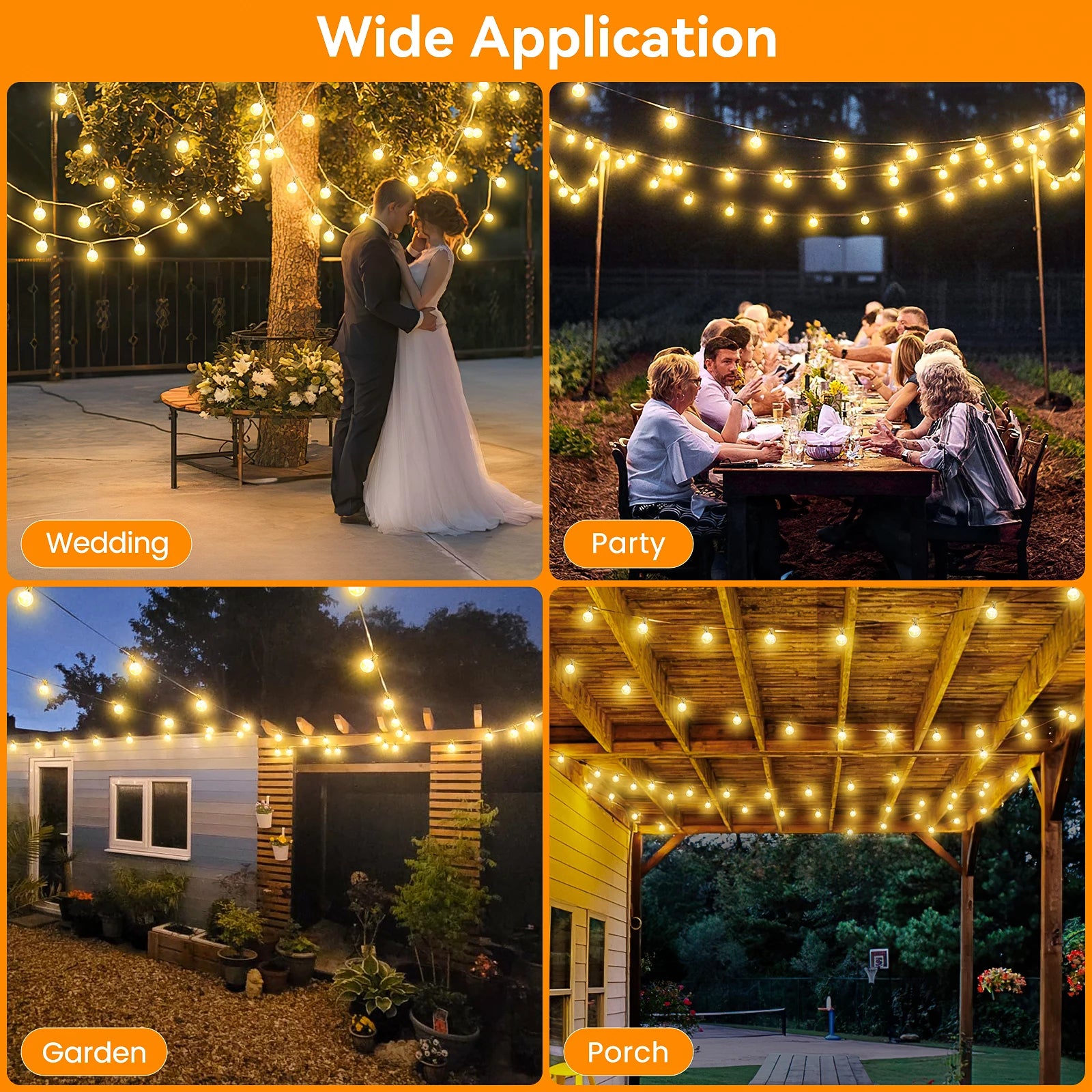 30M Outdoor String Lights G40 LED Festoon Fairy Patio Garland Lamp Wedding Street Camping Garden Birthday Party Decoration Light