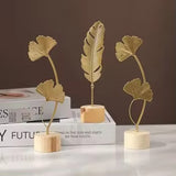 Nordic Gold Ginkgo Leaf Crafts Leaves Sculpture Luxury Living Room Decor Home Decoration Accessories Office Desktop Ornaments