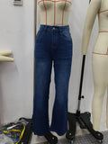 2025 Plus Size Women’s Wide-Leg Jeans – High Stretch Elastic Retro Denim Pants for Curvy Fashion