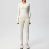 Women’s 2-Piece Workout Set – Long Sleeve Gym Top & High Waist Yoga Leggings Fitness Tracksuit