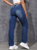 Fashionable Plus Size Women’s Jeans – Elastic Straight-Leg High-Stretch Denim Pants, Casual Breathable Comfortable Jeans