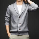 Men’s Winter Wool Cashmere Cardigan Sweater – Fleece-Lined Heavyweight Knit Thermal Jacket