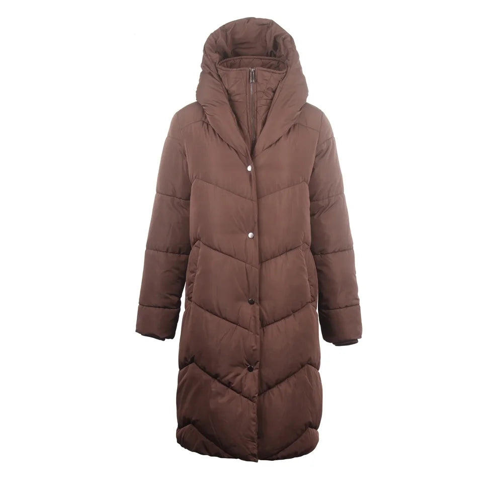 Women’s Sustainable Winter Long Coat – Double Mock Layer Eco-Friendly Warm Jacket with Rain Resistance