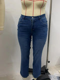 Fashionable Plus Size Women’s Jeans – Elastic Straight-Leg High-Stretch Denim Pants, Casual Breathable Comfortable Jeans